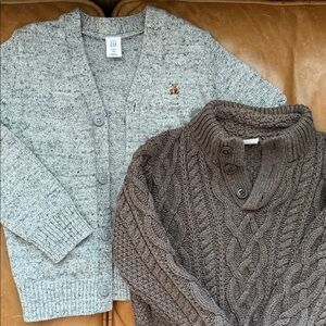 GAP Gray and Brown Cardigan Sweater Set